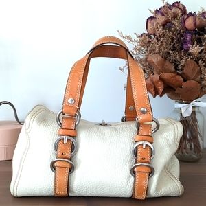 Coach cream / white all leather classic satchel